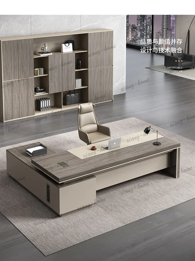 YJ Freshly Exquisite Office Desk Modern Design Fashionable Elegant Office Desk Durable Wooden Office Furniture Meja Kantor XYOD