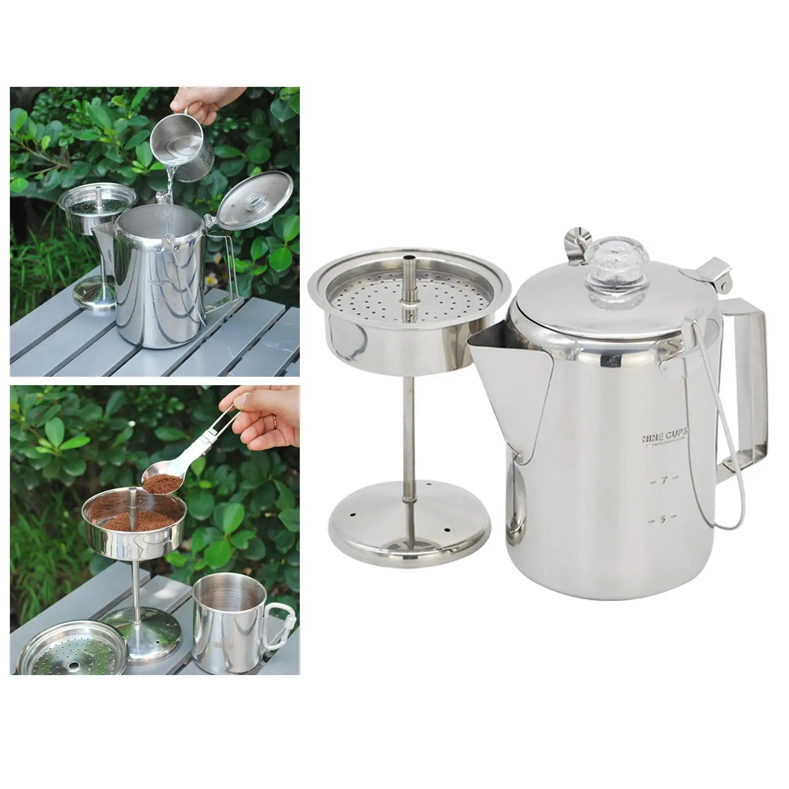 Portable Stainless Steel Camping Water Cup with Handles and Lid - Ideal for Outdoor Activities