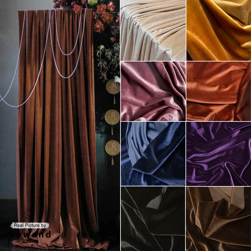 

Драпировка, бархатная ткань, эластичная фланель для свадебного фона, декор для вечеринки, шторы, материал для украшения праздничного мероприятия, широкий 1,75 м