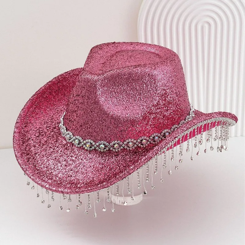 European and American fashion , eye-catching accessories, rhinestone tassels, denim , performance costumes, stage hats