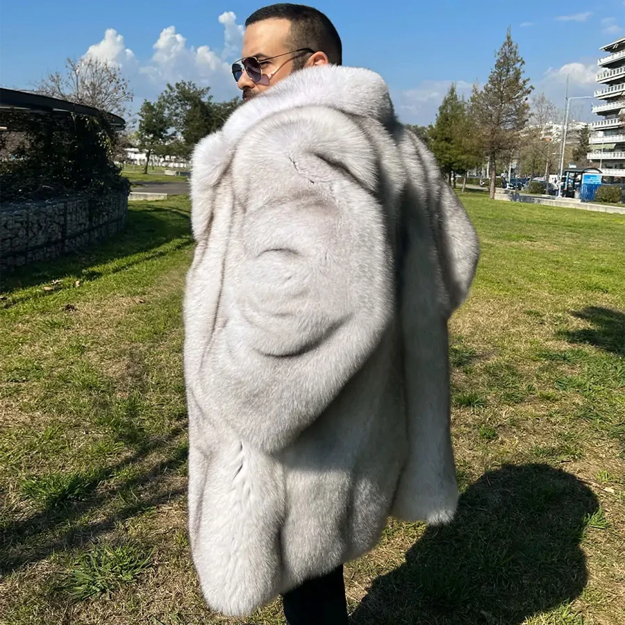 Mens Fur Jacket Men's Natural Fur Full Skin Jacket Winter Fox Fur Coat Fashion Long Clothing Warm Luxury New Arrival