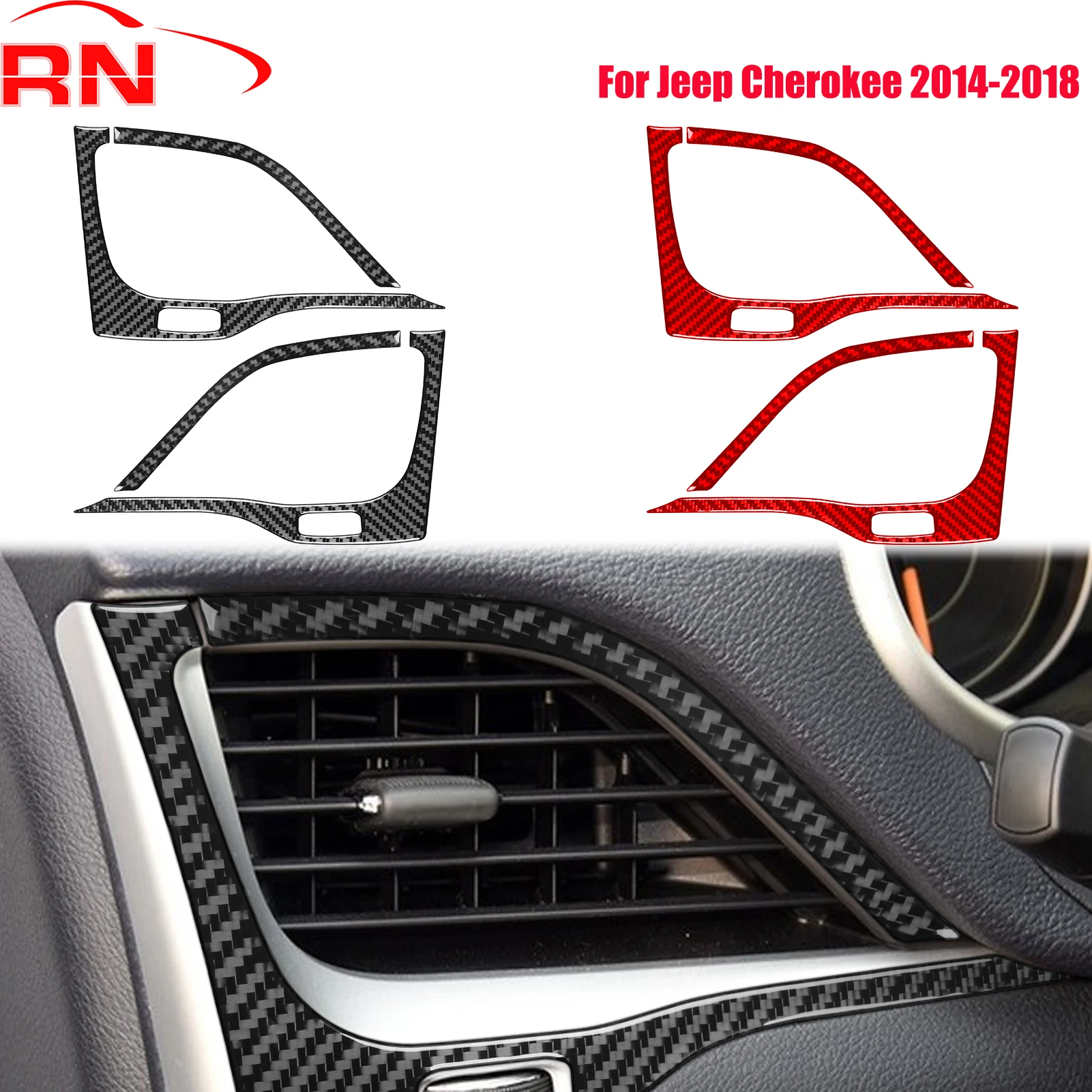 

For Jeep Cherokee 2014-2018 Modified Carbon Fiber Car Air Conditioner Bezel Set Interior Accessories Decorative Stickers
