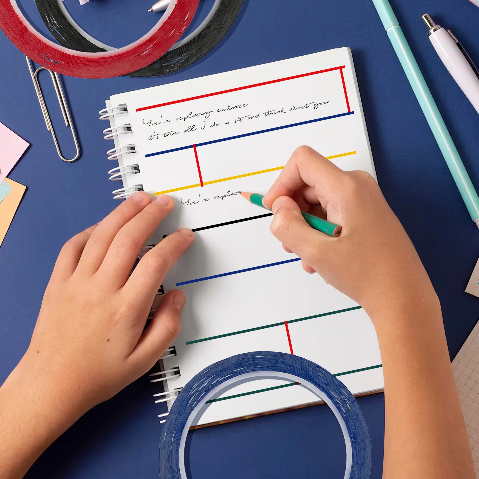 10 قطعة شريط خط تحذير 3 مللي متر X 50 متر شريط عزل رفيع للغاية لتحديد المواقع سطح المكتب السبورة الكاتب حمض القلويات مقاومة