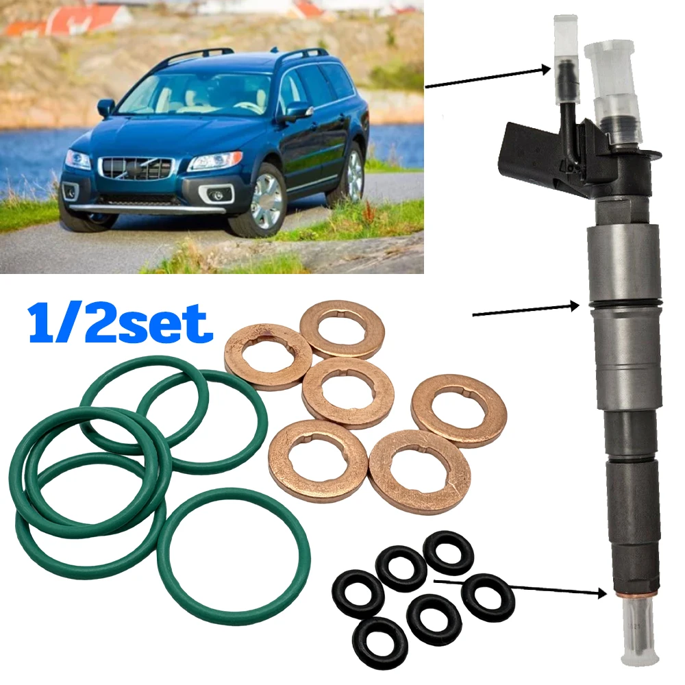 For Volvo C70 II C30 S40 II Fuel Injector Nozzle Copper Gasket O-ring Seal Kit for Volvo V40 Cross Country/Hatchback Engine Car