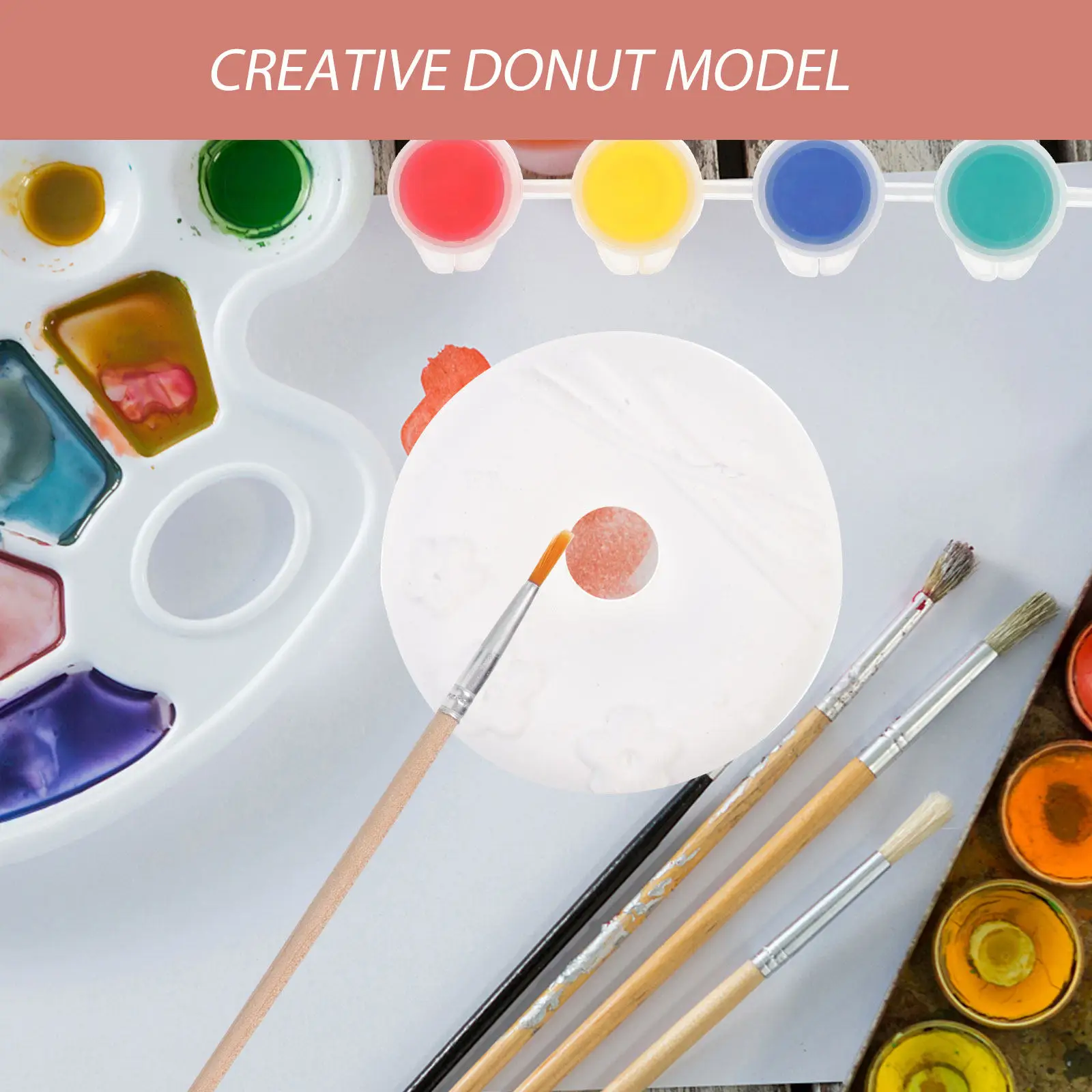 1Set Donut Plaster Painting Kit Unfinished Creative DIY Kids Coloring Craft Educational Graffiti Statue Decoration Painting Set
