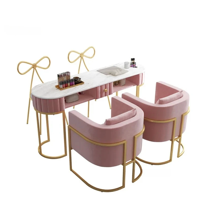 GY-MESA DE MANICURA de mármol nórdico, juego de sillas, mesa de manicura profesional, mesa de uñas simple y doble de lujo, muebles de salón