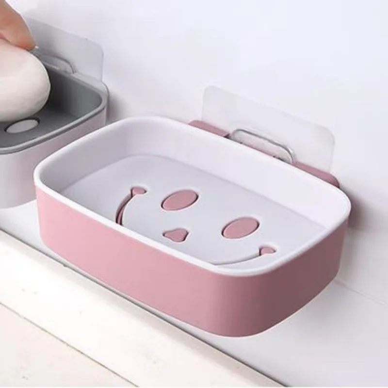 Bathroom Soap Storage Rack Basket Rack Kitchen Sponge Storage Shelf Wall Soap Dish Holder Plastic Self-adhesive Soap Box