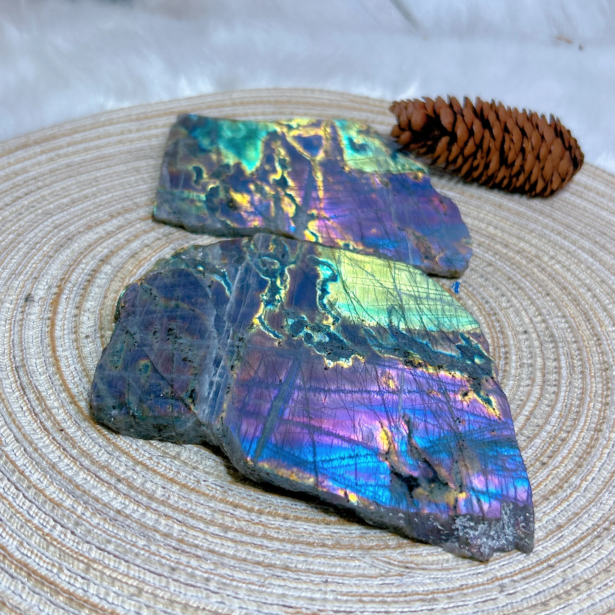 Natural Crystals Purple Blue Labradorite Slab Slice Polished Colorful Gemstones Ore Mineral Home Decorations Room Decor Gifts