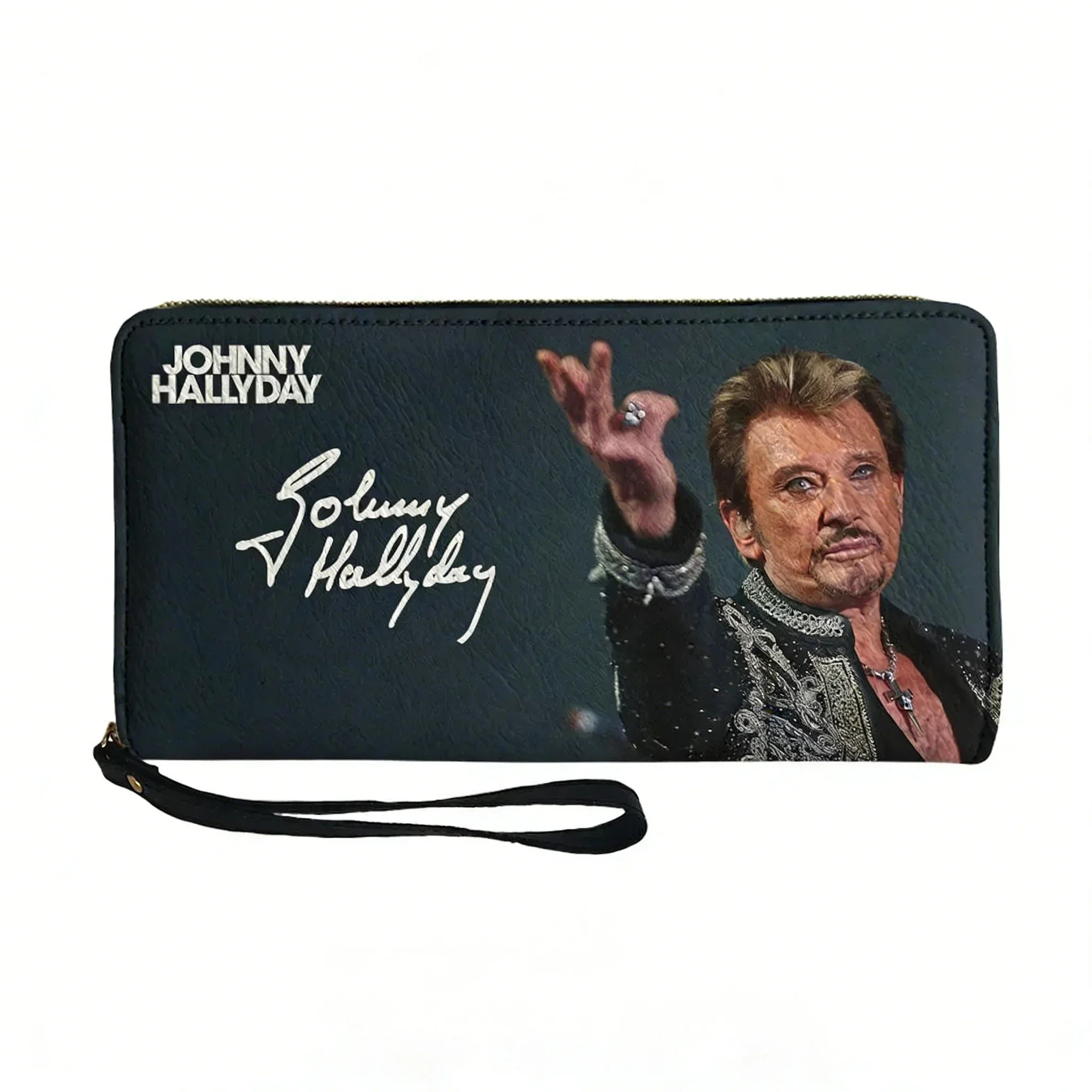 Johnny Hallyday Custom Wallet Purse Pop Singer Mens Womens Teenagers Zipper Long Wallets Double Print  Portable Wallet Gift Bag