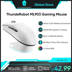 Thunderobot ML903 three-mode mouse gaming esports Wireless Bluetooth 2.4G wired 4K ultra-lightweight design PAW3395 charging