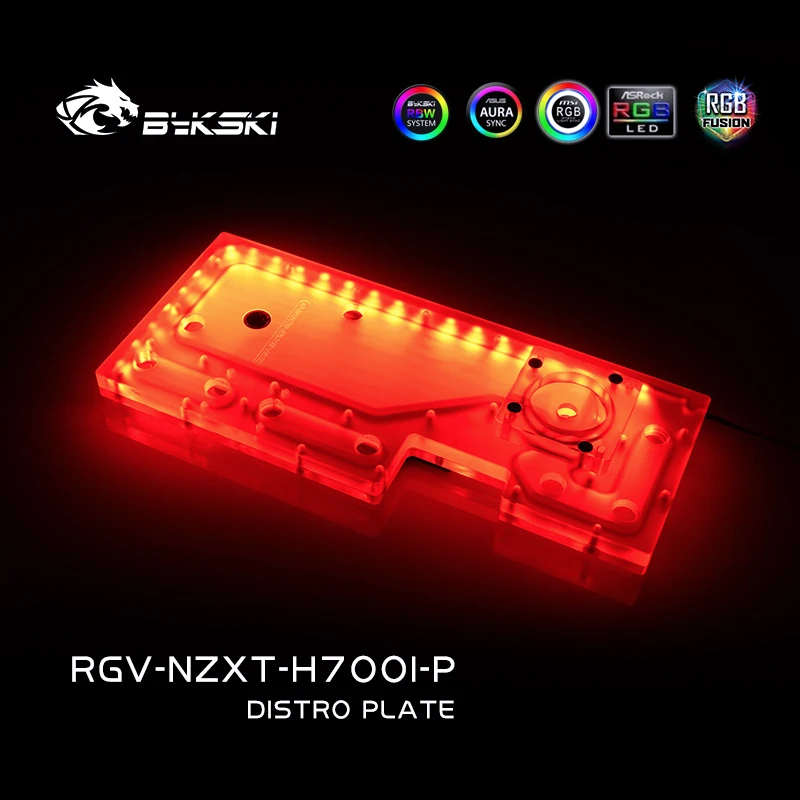 Imagem -05 - Bykski Distro Placa para Nzxt H700i Case Acrílico Reservatório de Água de Refrigeração Rgb 12v 5v Rgv-nzxt-h700i-p