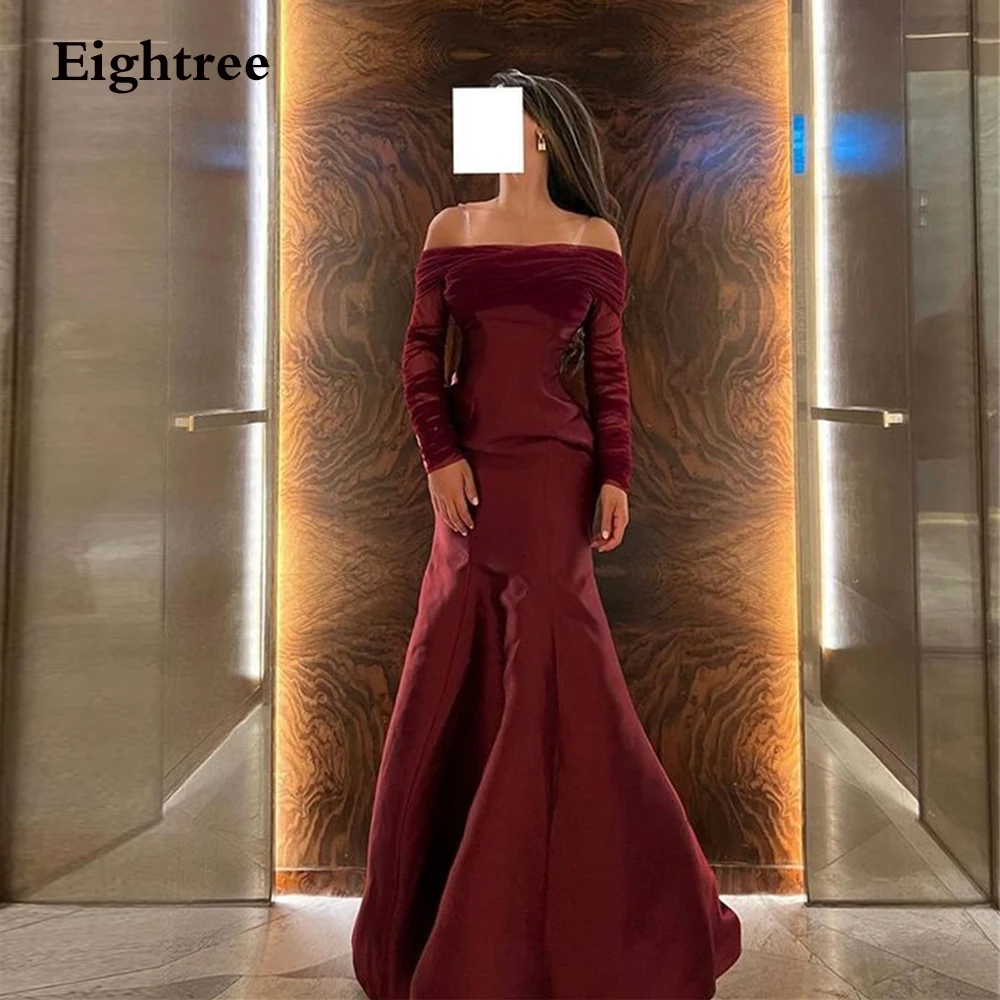 

Eightree Burgundy Vintage Evening Dresses Mermaid Long Sleeves Formal Women Prom Gowns Robes De Soirée 2024 Abendkleider Dubai