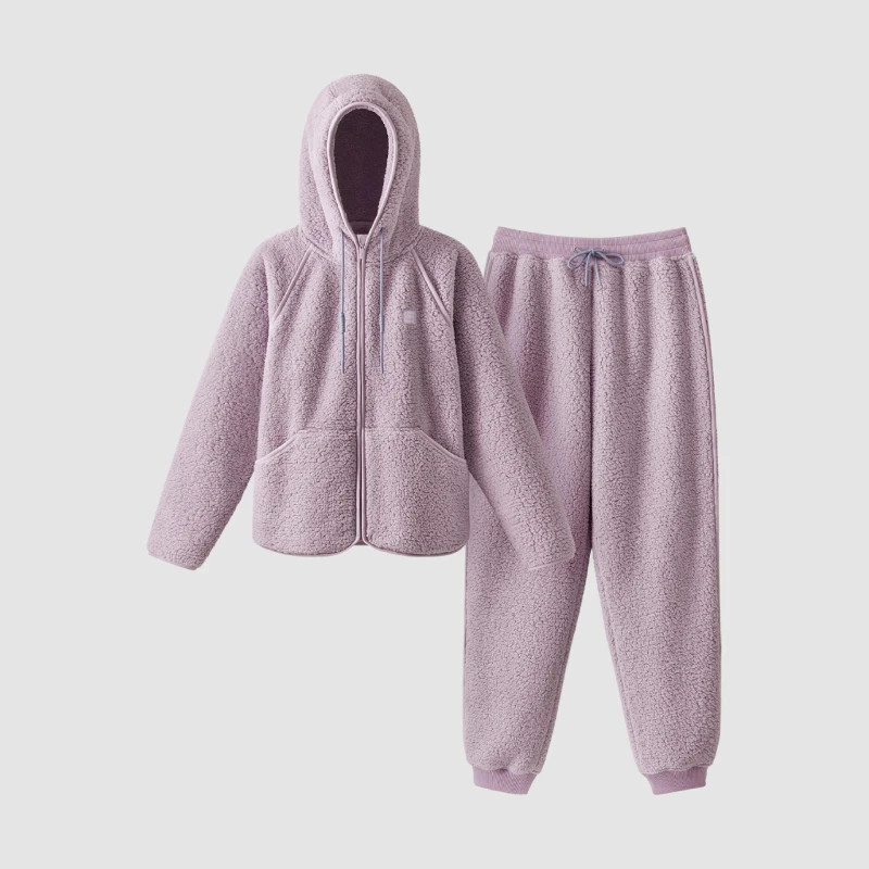 Home Wear Adult Cartoon CuteSimple Thickened Warm Autumn and Winter Hooded Long-Sleeved Pajamas Coral Fleece Can Be Worn outside