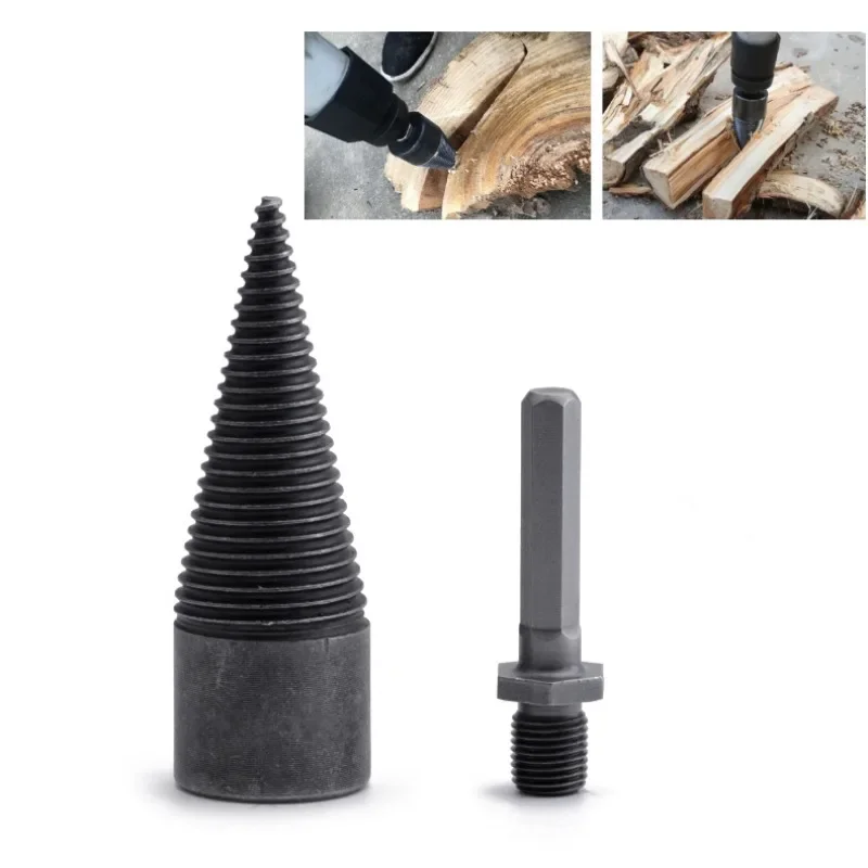 

1set 32mm Twist Firewood Splitting Drill Bit,Wood Splitter,Round/hexagonal/square handle wood splitting cone reamer