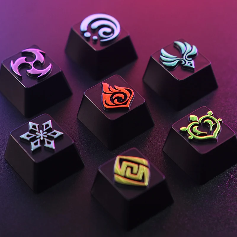 Genshin Impact Elements Logo Keycaps Zinc Aluminum Alloy Mechanical Keyboard Pyro Hydro Cryo Electro Custom Keycap MX Cross Axis