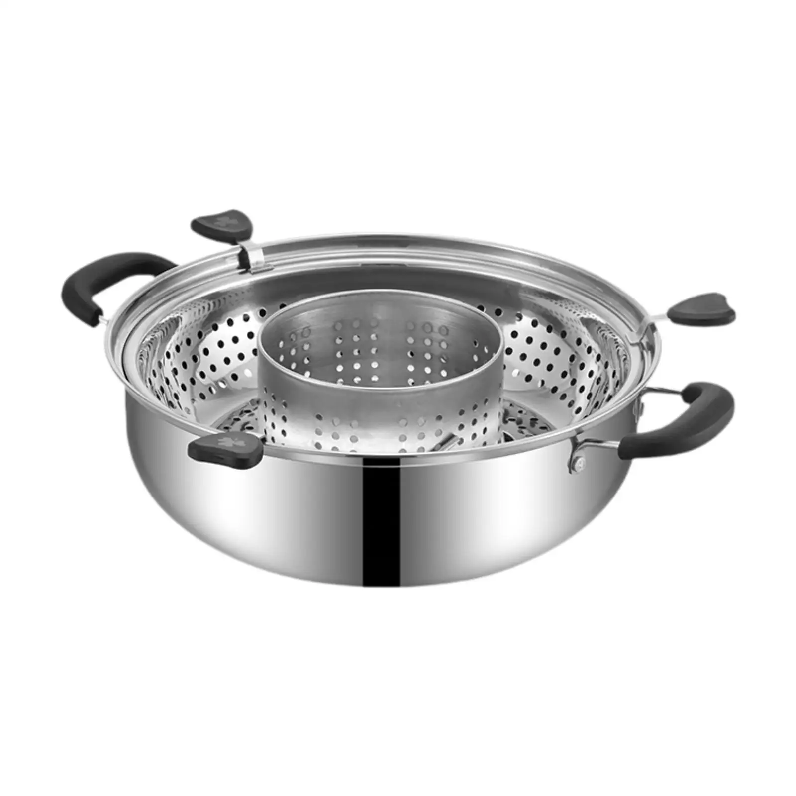 Rotating Hotpot Pot Cookware Soup Pot Hot Pot Rotating Base Lifting Drainage Basket for Pasta Household Cooking Party Dumpling