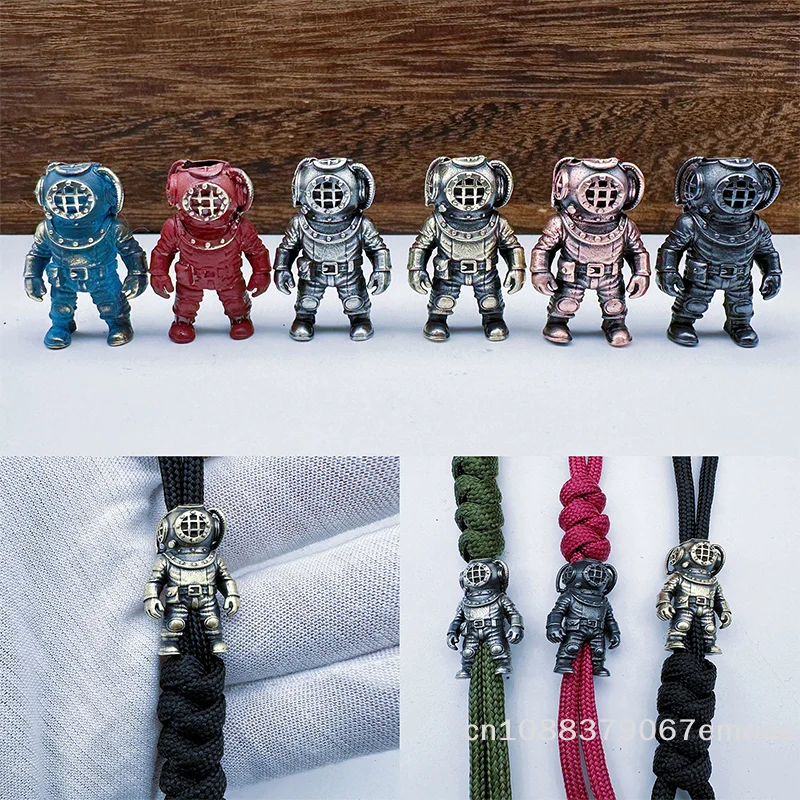 [ZYAS]Diver Figurine Brass Knife Beads EDC DIY  Woven Bracelets Lanyard Pendants Accessories Outdoor Tool Hangings Charms Gift