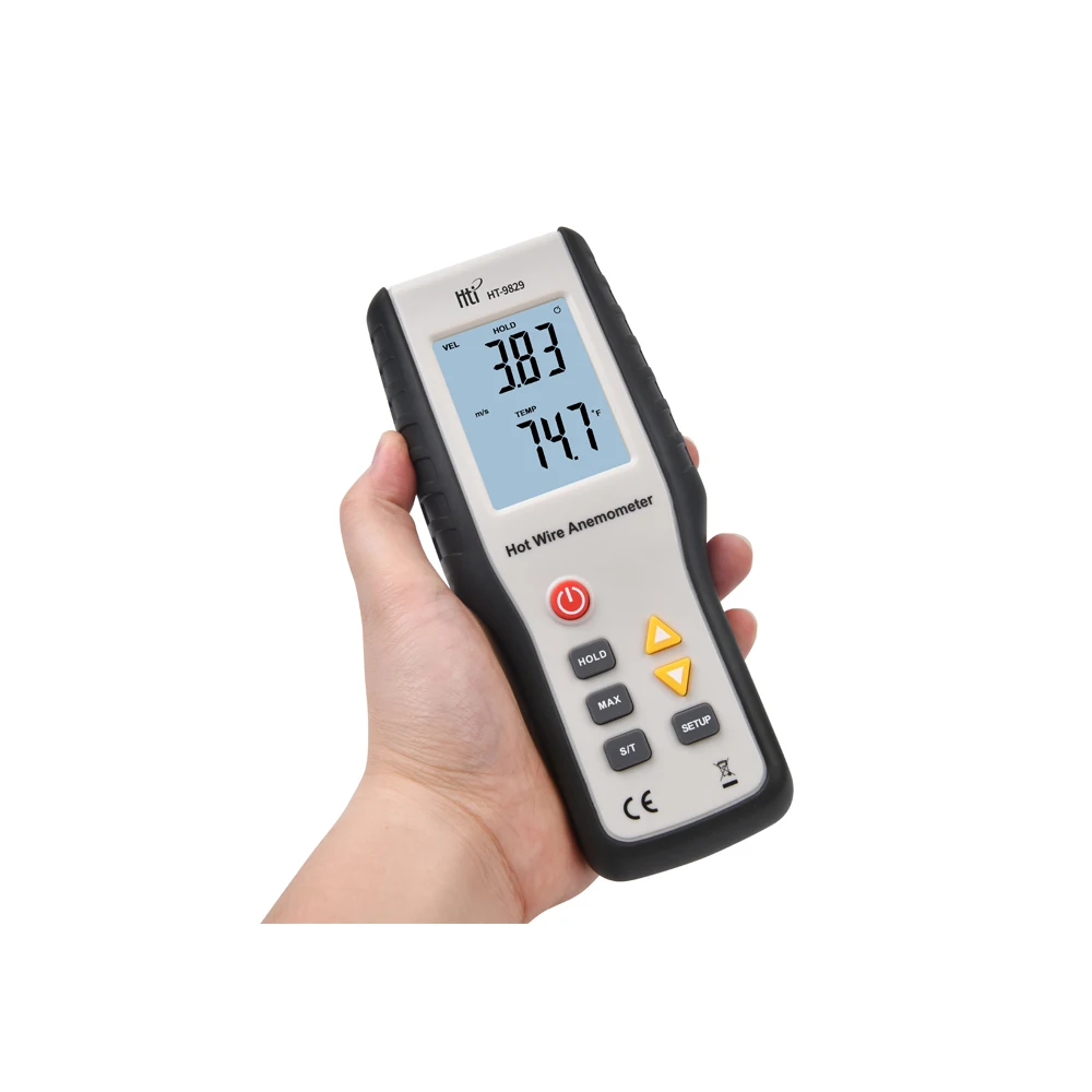 HTI HT-9829 High Sensitivie Digital Portable Wind Speed Meter Hot Wire Thermal Anemometer Anemometro Measuring Instruments