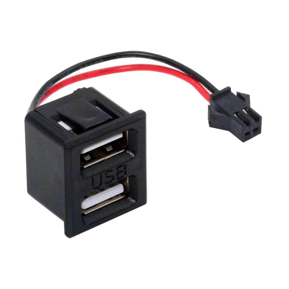 Chenyang DIY OEM Dual Type-A Female Socket to 2Pin Header Cable Pitch=2.54mm Latch Mount Type DC 5V Power