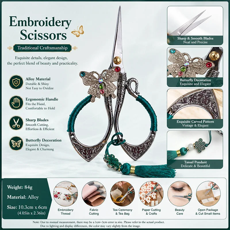 Vintage Craft Scissors Stainless Steel Square Handle Household DIY Embroidery Thread Scissors for Sewing Cutting Cloth
