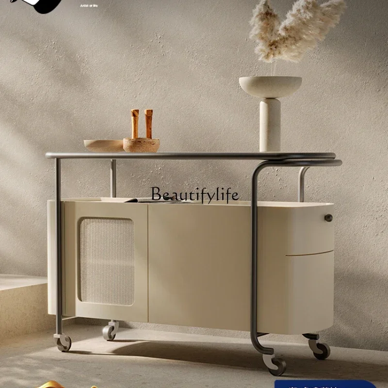 

Creative side cabinet light luxury simple modern mobile tea cabinet high-end shelf