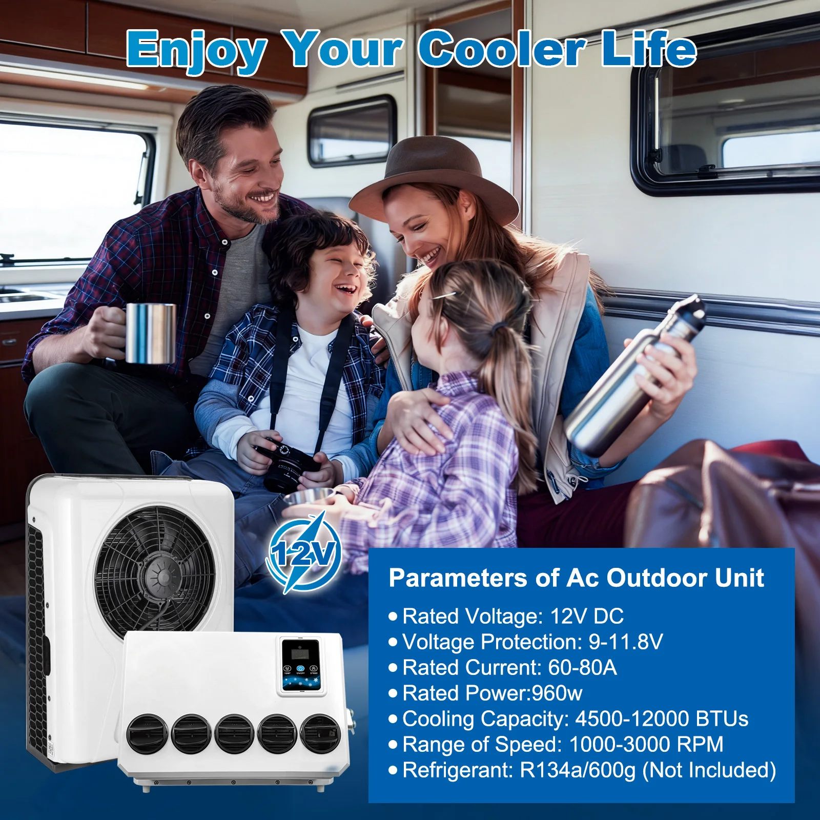 Treeligo Cooling Electric Car Split Air Conditioner 12V Parking Air Conditioning 24V For RV Truck Tractor Camper Van Motorhome