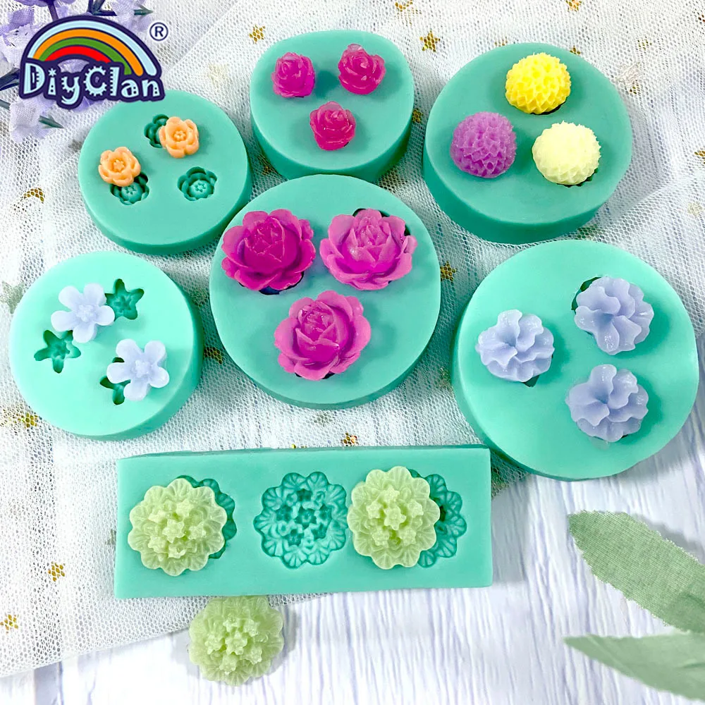 Forma Silikonowa Seria Mini Kwiatki DIY Ręcznie Robione Ciasta Fondant Czekolada Cukierki Narzędzia do Pieczenia Forma do Żywicy Polimerowej i Epoksydowej