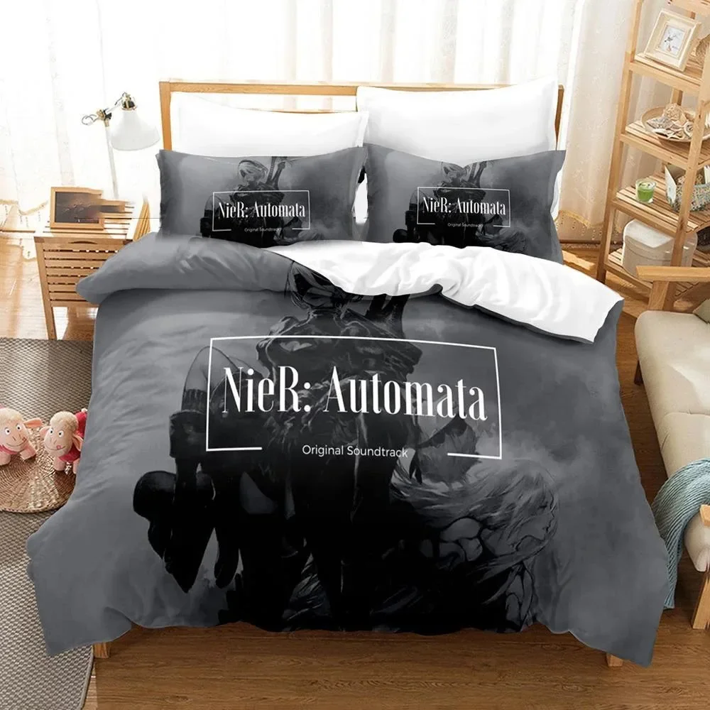 

3D Print Game NieR Automata YoRHa No.2 Type B 2B Bedding Set Boys Girls Twin Queen Size Duvet Cover Pillowcase Bed Kids Adult