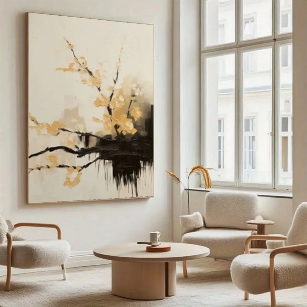 

100% Hand-Painted Oil Painting Modern Abstract Drawing Living Room Home Decor Poster Triple Combination Flower Canvas Picture