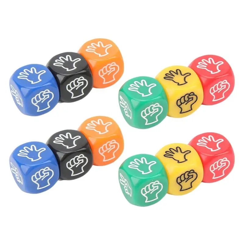 Rock Paper Scissors Dice Portable Entertainment Dice Set Of 12 Finger Guessing Game Dice 6-Sided Table Game Playing Dice For