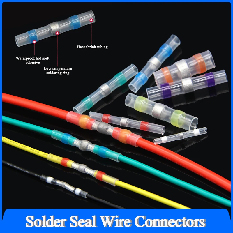 

10/30/50/100pcs Solder Seal Wire Connectors 3:1 Heat Shrink Insulated Electrical Wire Terminals Butt Splice Waterproof Conector