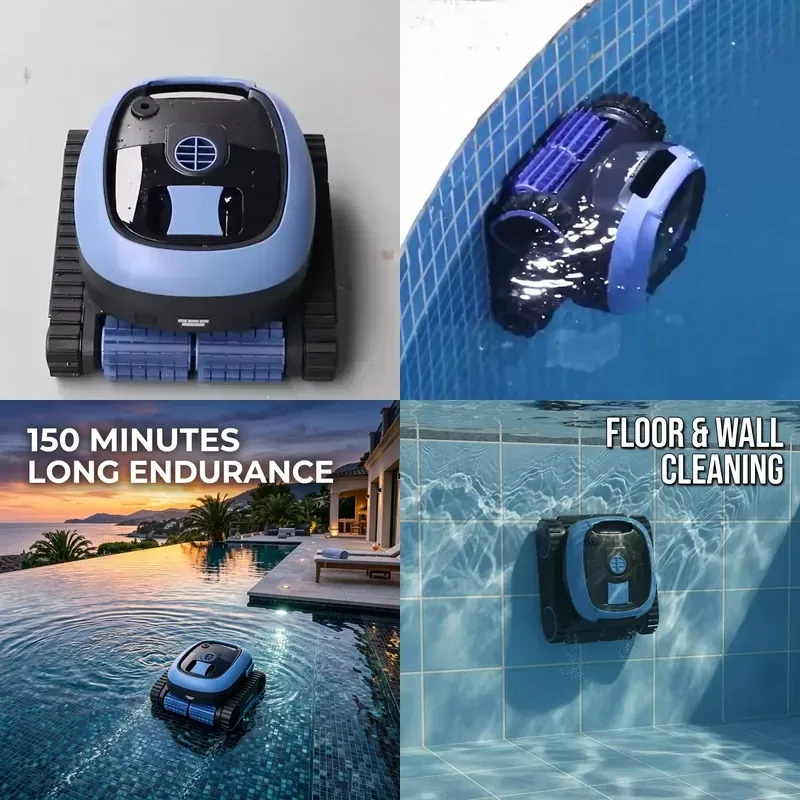 Wireless Portable ABS Swimming Pool Robot Automatic Wall Climbing Anti-Skid Intelligent Underwater Cleaner