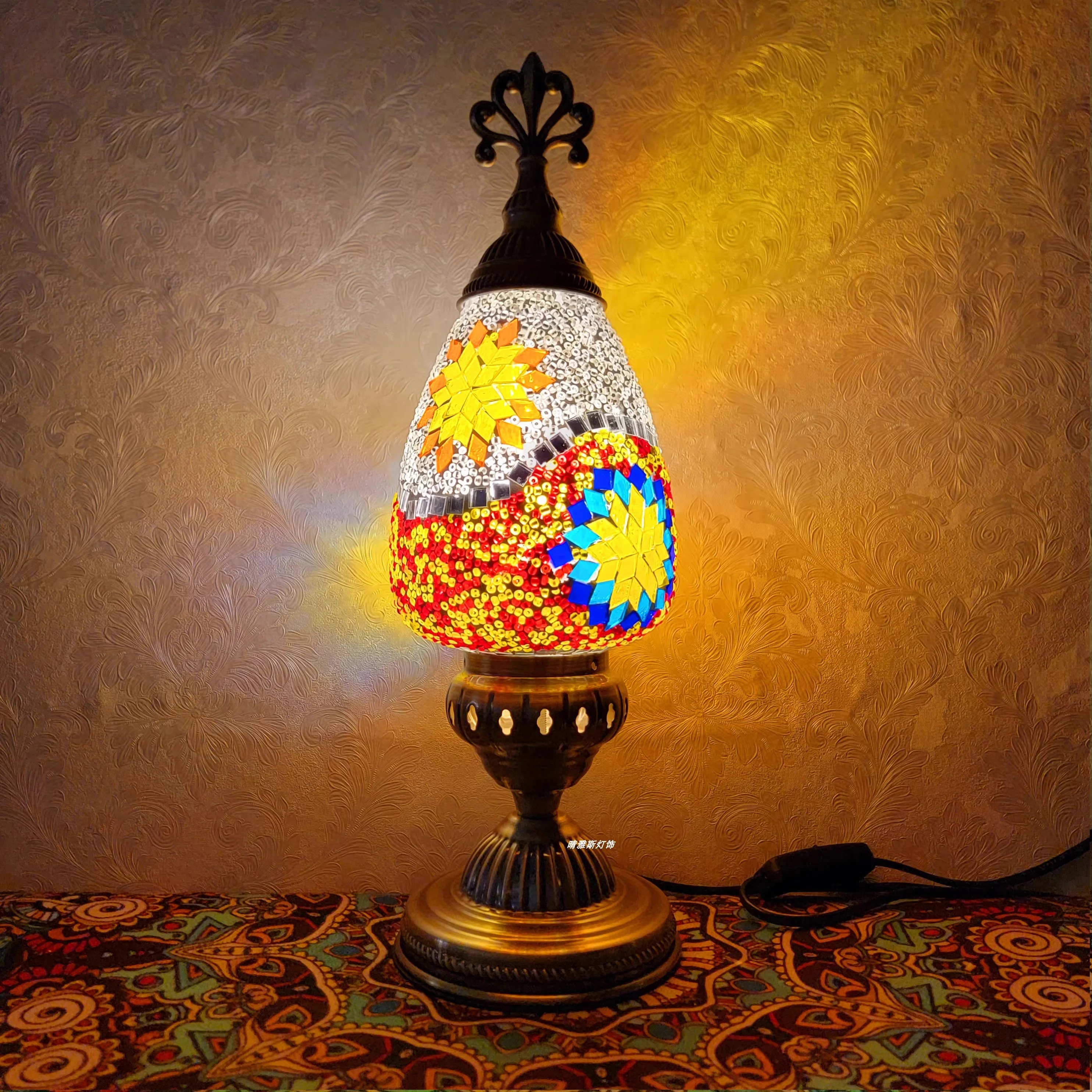 

Turkish Mosaic Table Lamp Vintage Art Deco Handcrafted Lamparas De Mesa Mosaic Glass Bed Light Lamparas Con Mosaicos Night Light