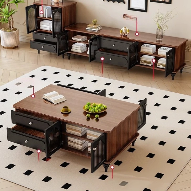 Muebles de TV de Diseño en Madera con Centro de Acrílico para Altavoces, Muebles de TV para Sala de Estar/Salón con Cajones, Muebles de Pared para TV, Muebles Modernos
