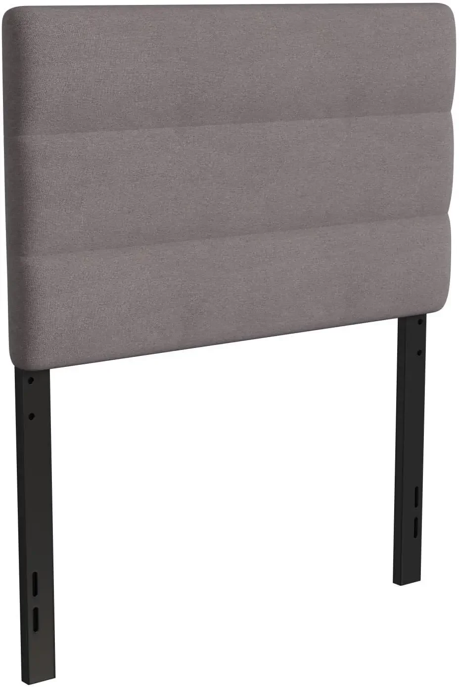 

Upholstered Headboard - Channel Stitched Gray Fabric Upholstery - Twin - Adjustable Height from 44.5" to 57.25" From Floor