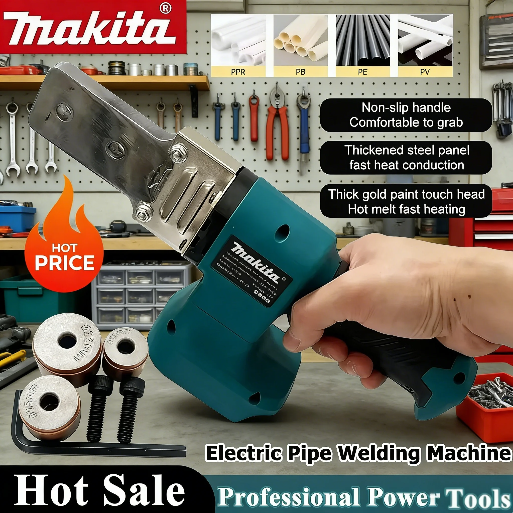 

Аккумуляторный аппарат для сварки труб Makita, паяльник для PPR/PE труб, термопаяльник для пластиковых труб, нагреватель для плавления, для аккумуляторов 18В/20В