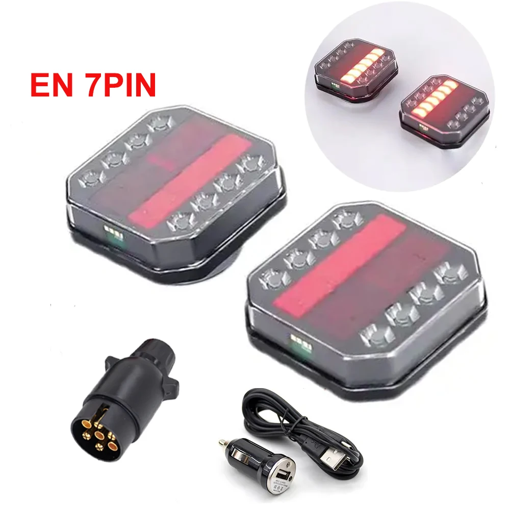 

1 Set Wireless Magnetic LED Truck Tail Light Trailer Rear Light Signal Warning Brake Lamp Towing Caravan Camper Lorry RV Boat