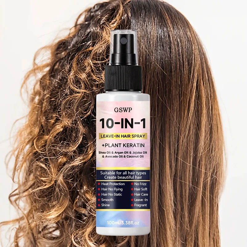GSWP 10-In-1 Leave-In Hair Care Spray，Contains Biotin and Keratin，Heat Protection，Dry & Damaged Hair.100ml/200ml