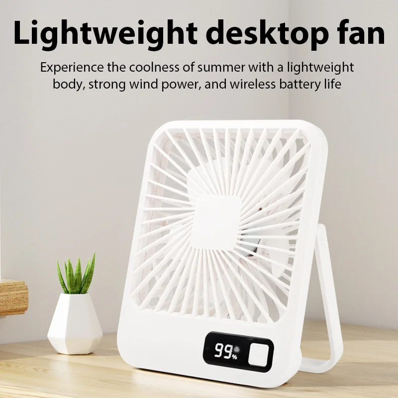 Desk Fan Folding Electric fan With Power Display Hanging Fans Portable USB Rechargeable Small Table Fan For Home Ship Travel