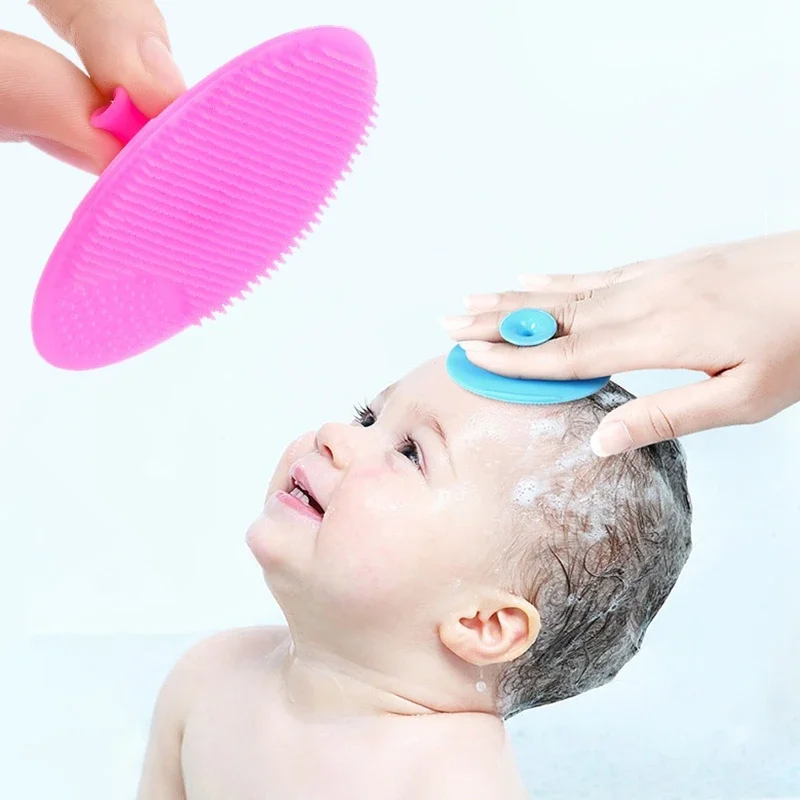 1pc Soft Silicone Bath Brush for Baby Newborn Delicate Skin Shower Shampoo Brush Head Hair Washing Massage Brush Wipe Comb