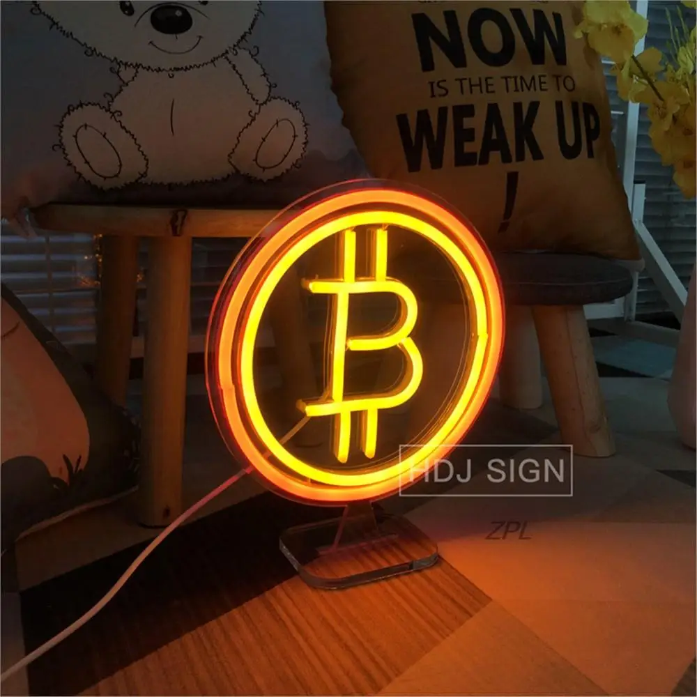 Custom Neon Sign Bitcoin, Sinais LED, Decoração Engraçada Da Parede Para O Quarto, Casa, Bar, Café, Loja, Sala de Jogos, Jardim Neon Light, Presente