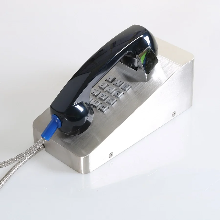 Desk Mounted Steel Compact Analog Non-Hazardous Telephone,  -vandal Heavy Duty VoIP Phone with Rugged Handset and Keypad