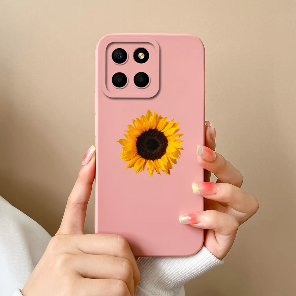For Honor X6 X6A X6S 4G Case Cute Flower Smooth Liquid Silicone Back Cover Shell For HonorX6 HonorX6A HonorX6S 4G Coque Fundas