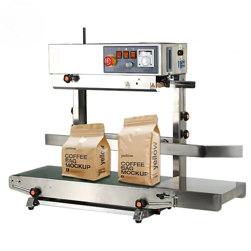 FR450 Automatic Stainless Steel Heavy Duty Large Food Plastic Bag Heighten Band Sealer Film Vertical Continuous Sealing Machine