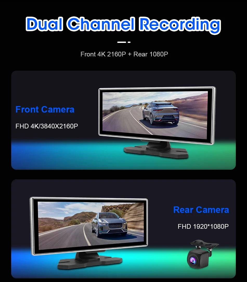 Srnubi 11.26 inch 4K Dash cam Rearview Carplay Android auto Smart