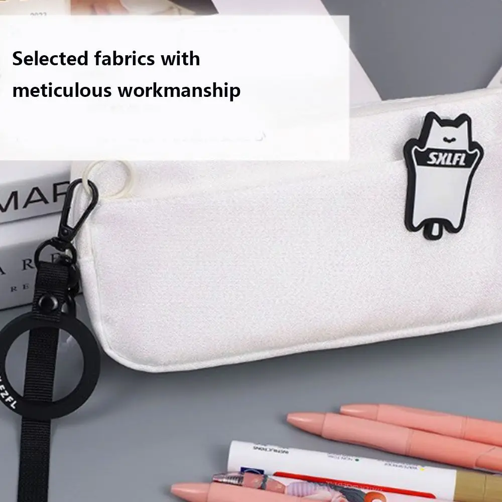 Double Large Capacity Boy Pencil Case Canvas Zipper Simple Pencil Bag ins Multifunction Stationery Pencil Pouch Storage Bbags