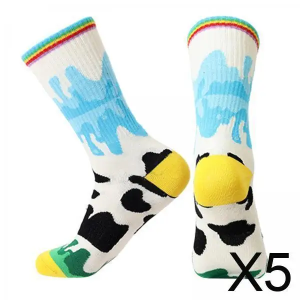 

Мужские спортивные носки с забавным узором из чесаного хлопка, модные жаккардовые аксессуары для повседневной одежды