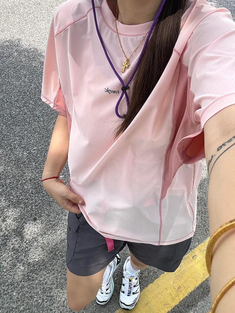 

Футболка для езды на велосипеде на открытом воздухе Ice Silk Thin ort Sve Женская летняя футболка Qui Dry Running Fitn Sport f Sve Защита от солнца