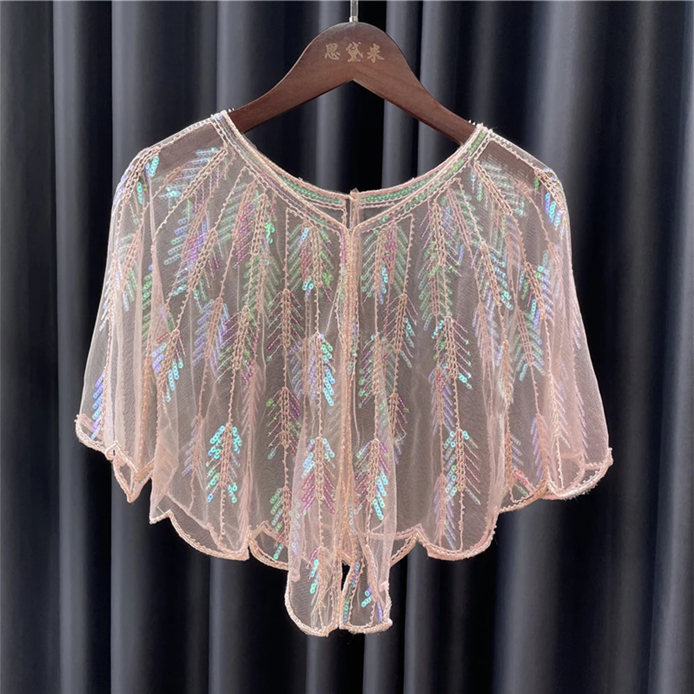 شال نسائي مزين بالترتر ، فستان دانتيل ، نمط رقيق ، ملابس خارجية ، صدرية ، جديد