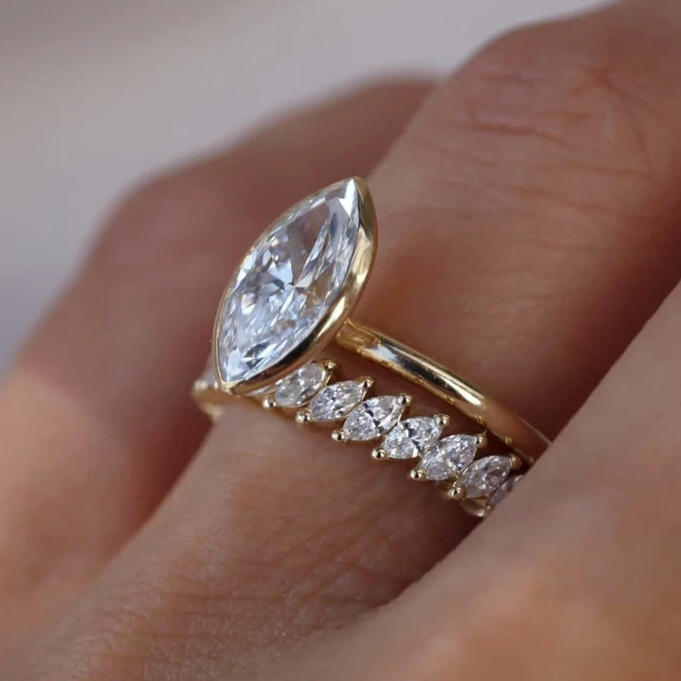 

2 шт. S925 стерлингового серебра маркиза 3 карата кольцо с муассанитом ювелирные изделия подходят для подарка персонализированный модный подарок на день рождения